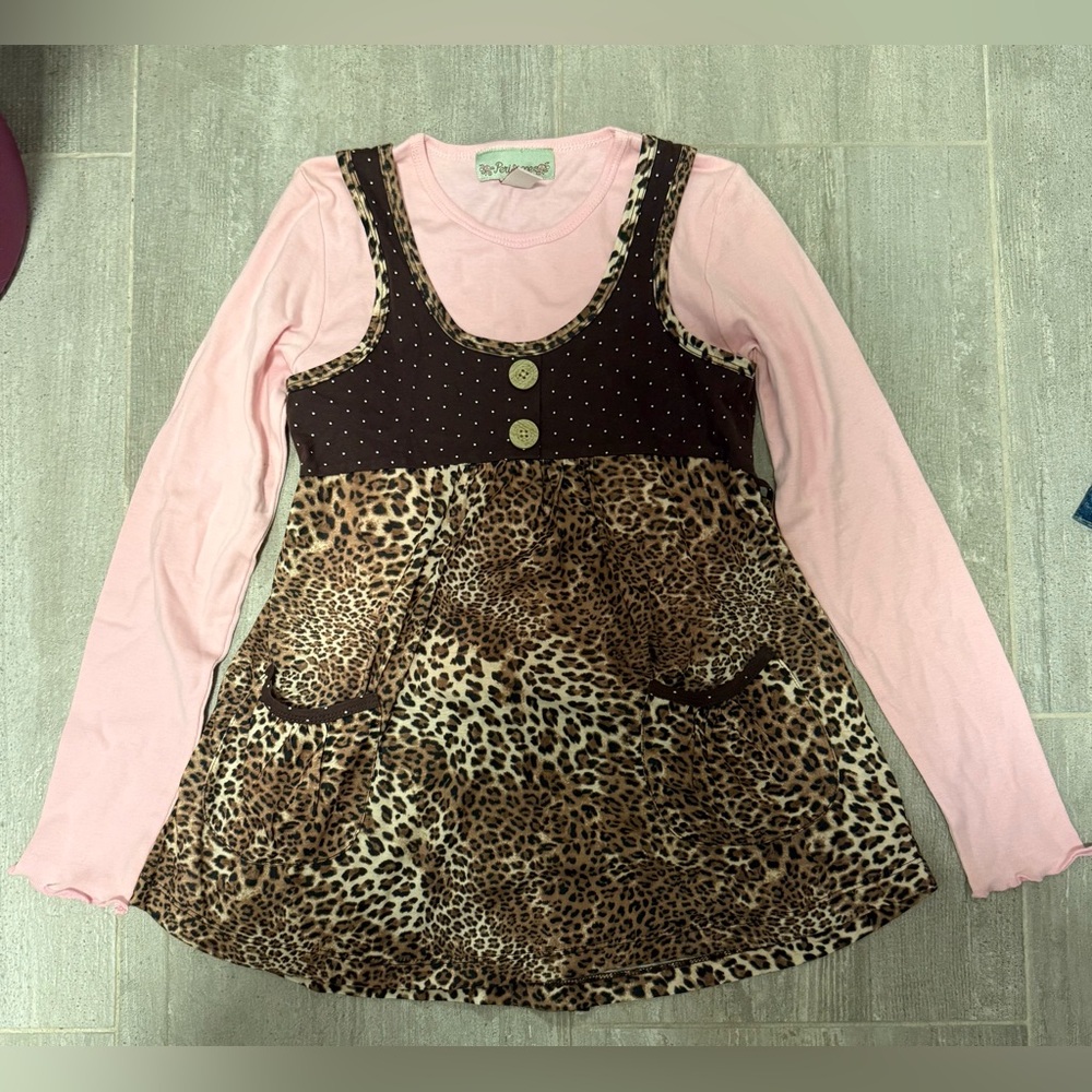 Periscope Kids Girls Pink and Leopard Print Kids One Piece